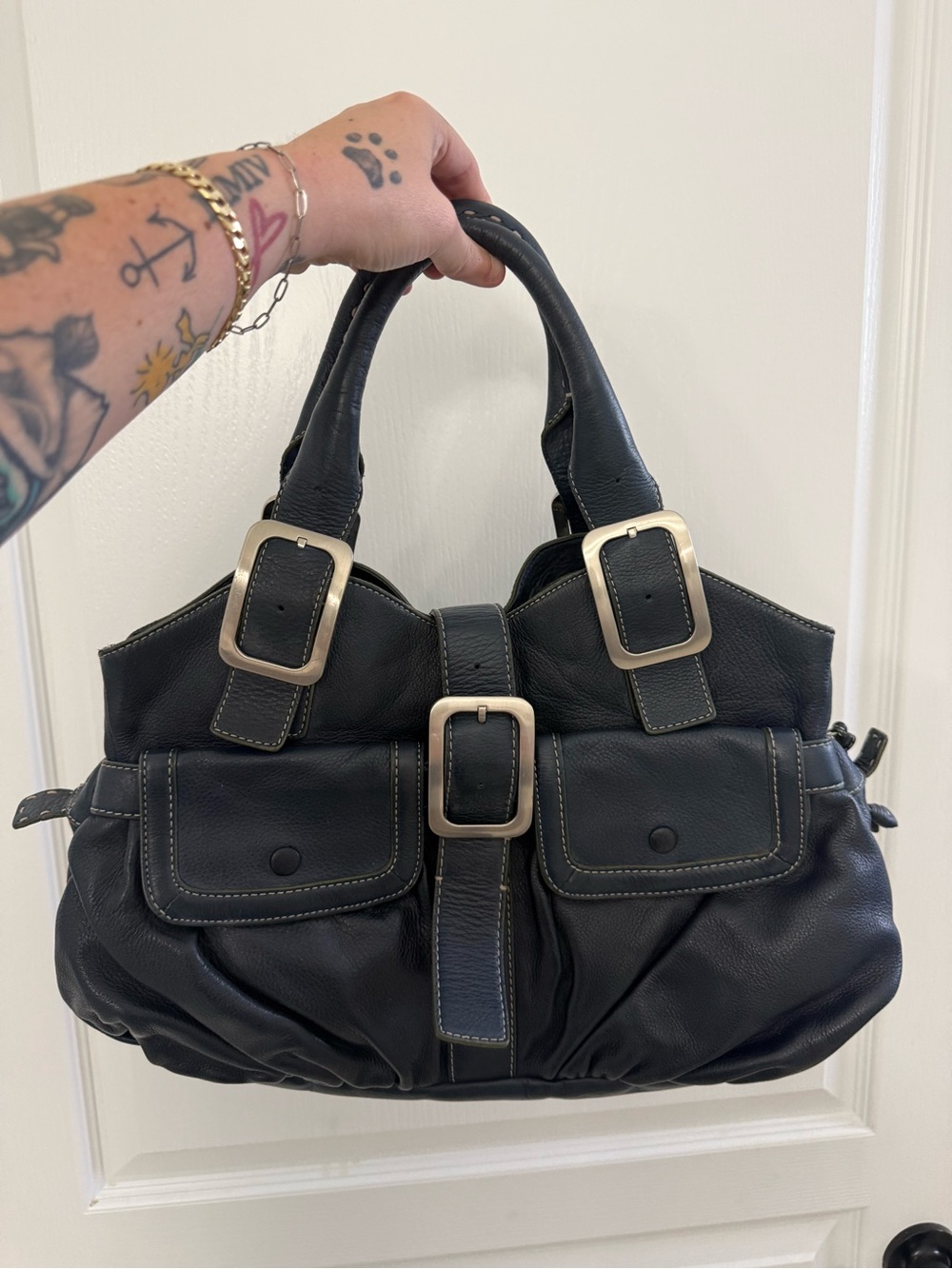 Cole Haan Bag Hobo Satchel Blue  Village Soft Leather Y2K
